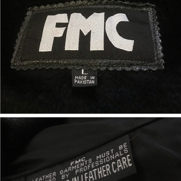 FMC Leather Biker Motorcycle Moto Jacket Removable liner Fringe Zippers  Studded - Picture 14 of 15